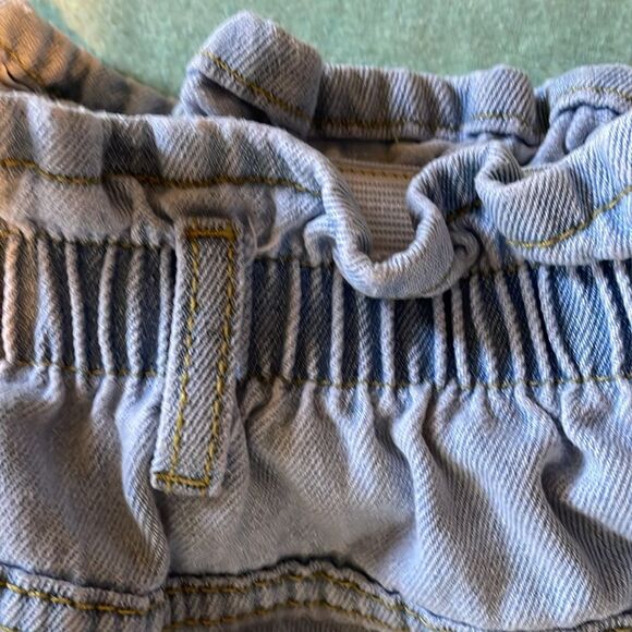 Plaid & Plain ruffle top denim jean shorts light wash size L - Picture 7 of 12